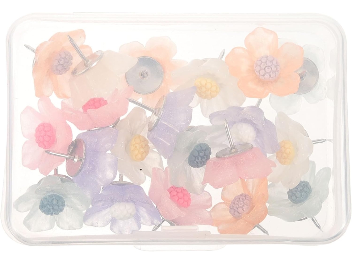 Tachinhas Em Formato Flor, 20 Unidades, Para Quadrados de Cortiça, Artesanato em Resina e Arame Aço, Ideal Para Atividades