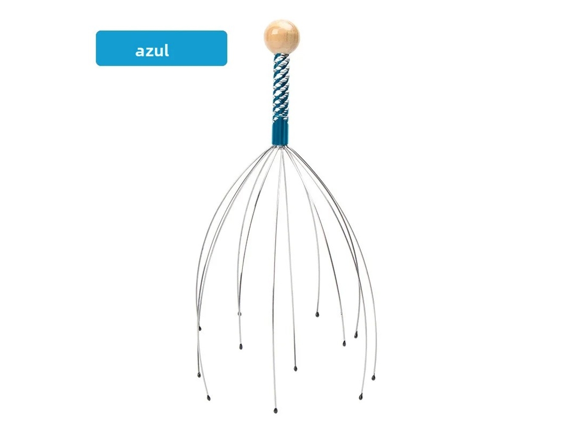 Massageador De Cabeça De Polvo (azul), Com Garras, Feito De Aço Inoxidável, Design Portátil.