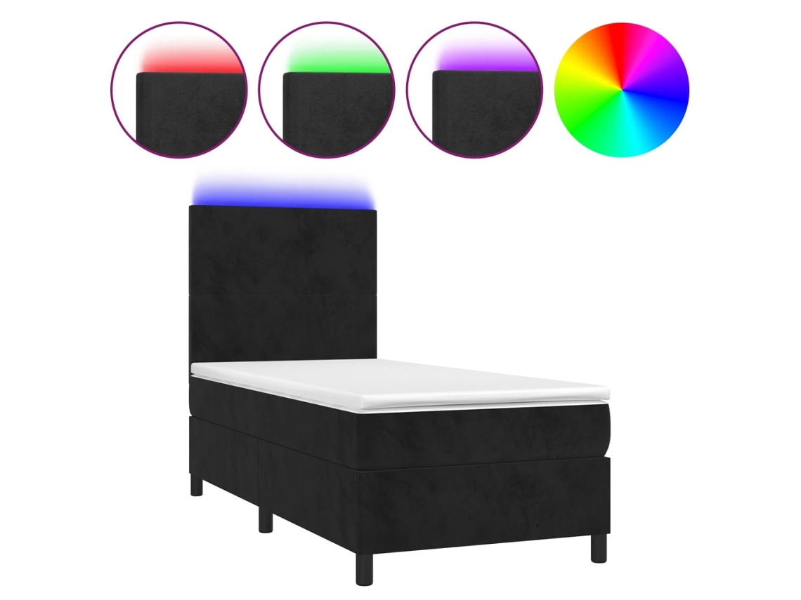 Box Spring Bed, Box Spring Beds Vidaxl Preto Veludo (90 X 190 Cm)