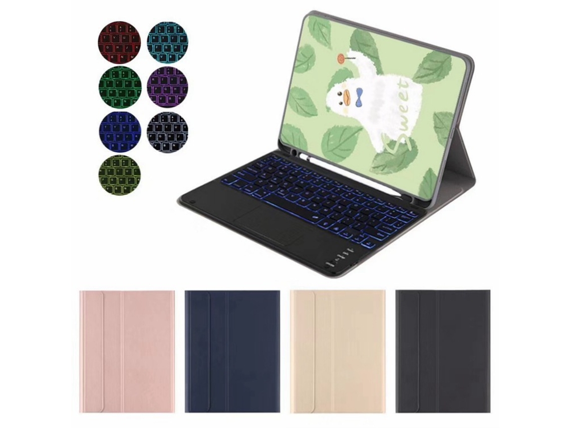 Capa de Teclado Bluetooth para iPad 8 10.2 XIAOMOYU retroiluminado com compartimento para caneta