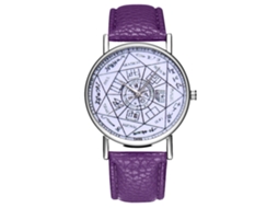 Reloj De Pulsera De Quartzo Para Parejas Con Correa De Cuero Moda (morado)