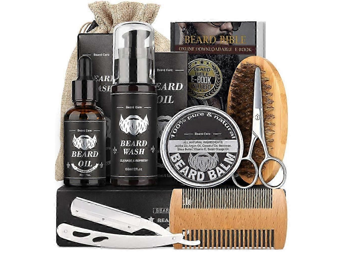 Kit De Cuidados Com A Barba Para Homens O Kit De Cuidados Com A Barba Inclui Escova, Pente, Bálsamo, Óleo E Tesoura Jinyubo Store