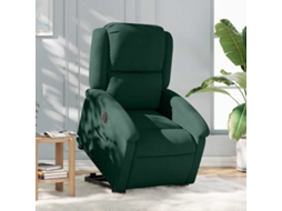 Vidaxl Poltrona Reclinável Elevatória Elétrica Veludo Verde-escuro