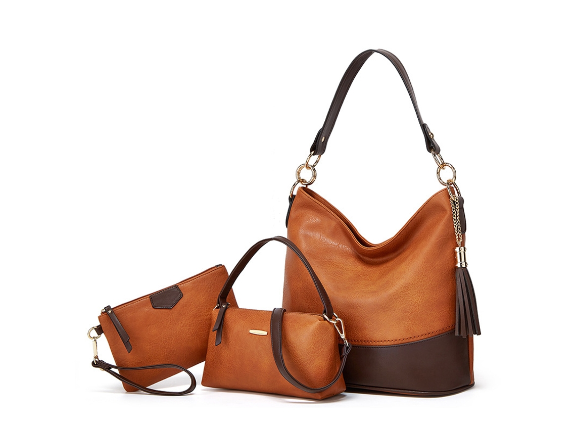 Conjunto De Bolsa Feminina De 3 Peças, Bolsa Elegante, Presente Ideal Para O Dia Dos Namorados E Aniversários (marrom Escuro) Cuich