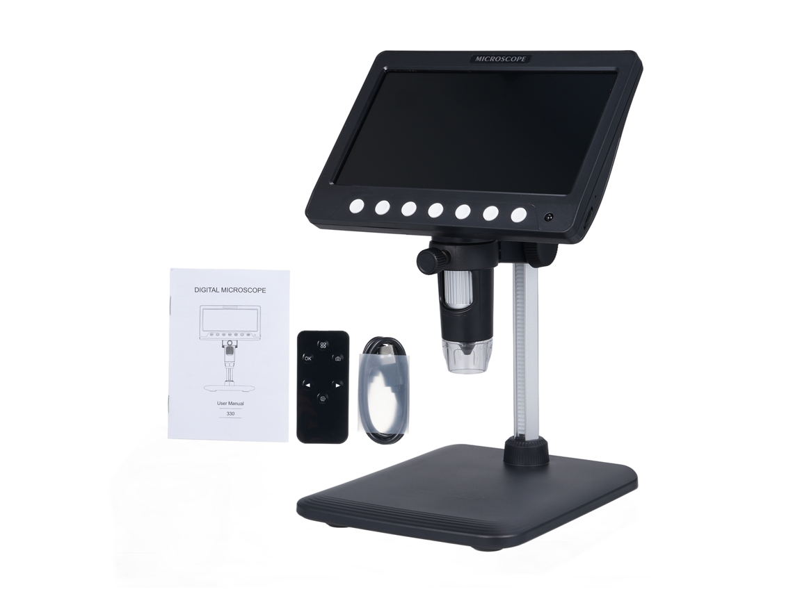 Microscópio Digital 1200x 5mp com Tela Hd 7 Polegadas 8 Leds Compatível Windows/macos