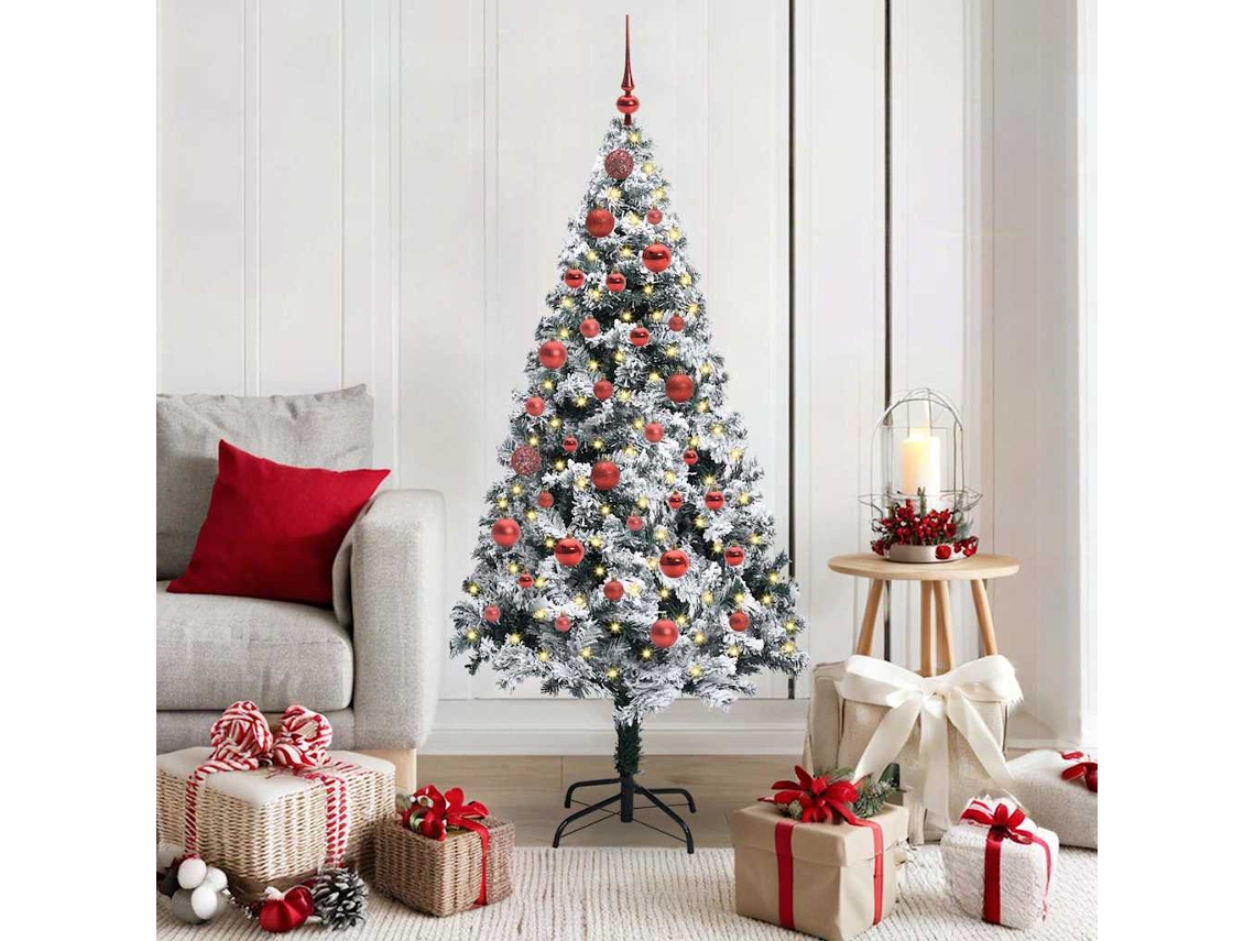 Vidaxl Árvore De Natal Artificial Branco 150 Cm Pvc, Aço E Plástico
