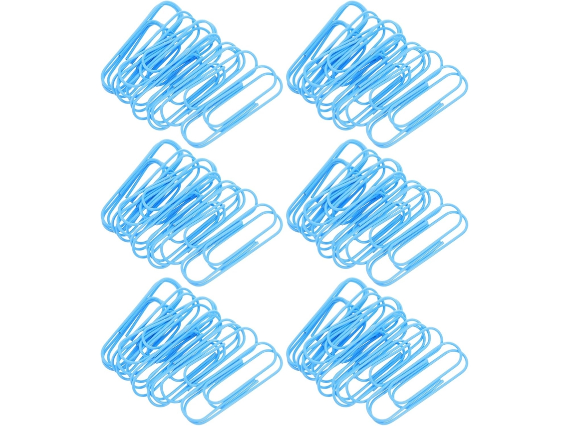 Clips de mesa para papel, 100 unidades, 10 cm, metal e plástico, azul