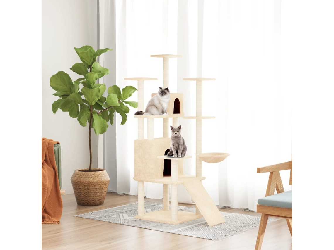Vidaxl Árvore C/ Postes Arranhadores Sisal 154 Cm Cor Creme