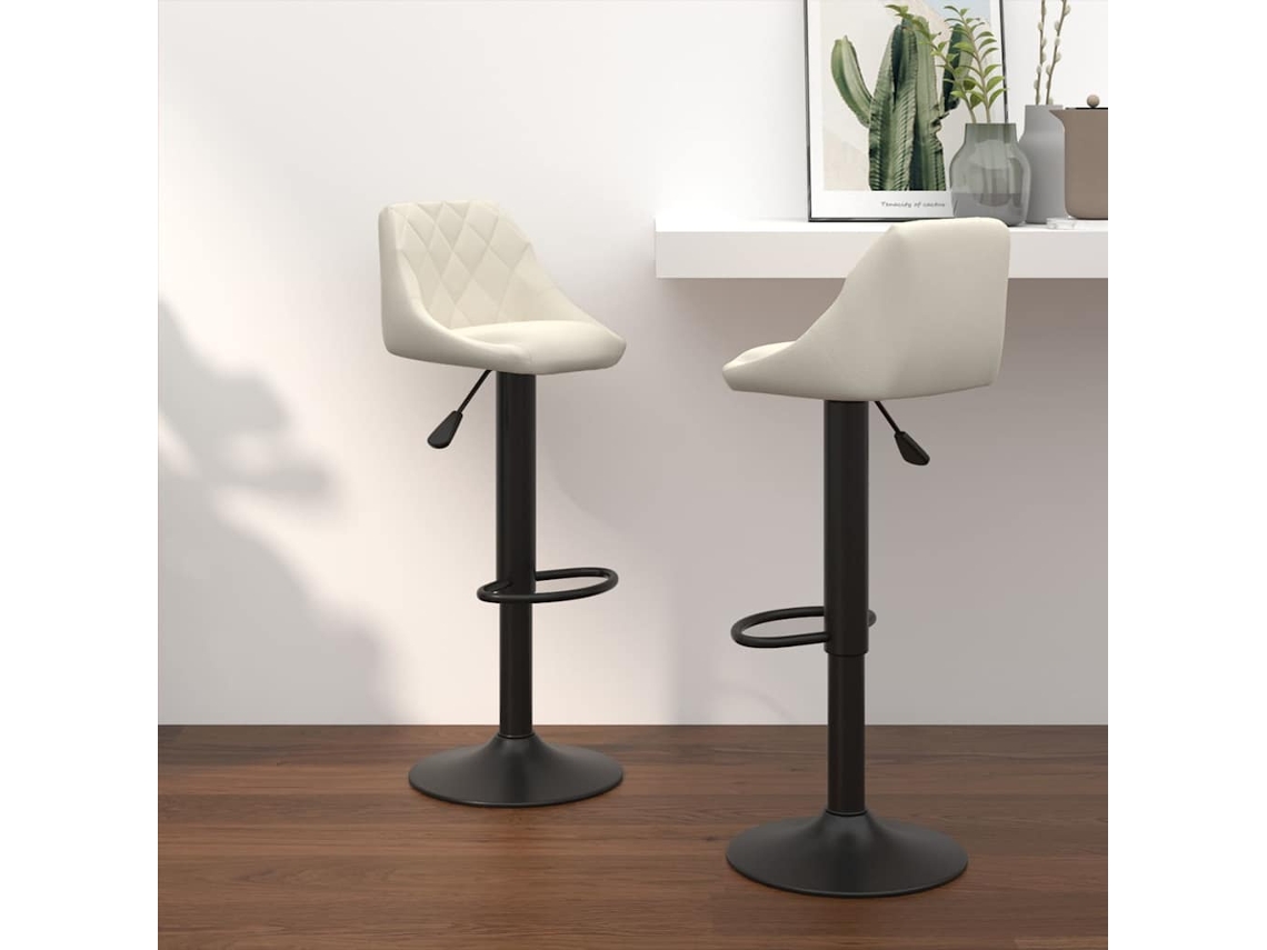 Vidaxl Bancos De Bar 2 Pcs Veludo Creme