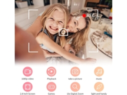 Câmera digital infantil 2.5K UHD 1080p com cartão de memória de 64 GB e zoom antivibração de 16x, ideal para meninos e meninas. Ro Yizhood
