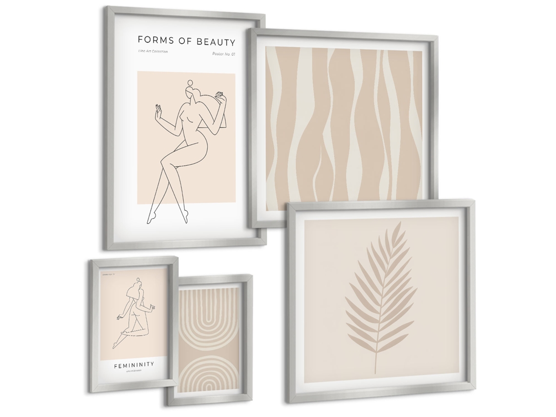 Conjunto De Pinturas Beleza Minimalista Motivos Espelharte (5 Peças)