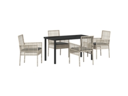 Conjunto 5 Móveis Para Exterior Vidaxl Cinzento-claro Vime Pe (140 X 70 X 73 Cm)