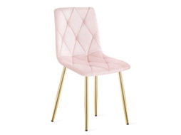 Cadeira De Jantar Tyra Assento Rosa Claro, Pés Na Cor Madeira, Assento Acolchoado, Assento Ergonômico