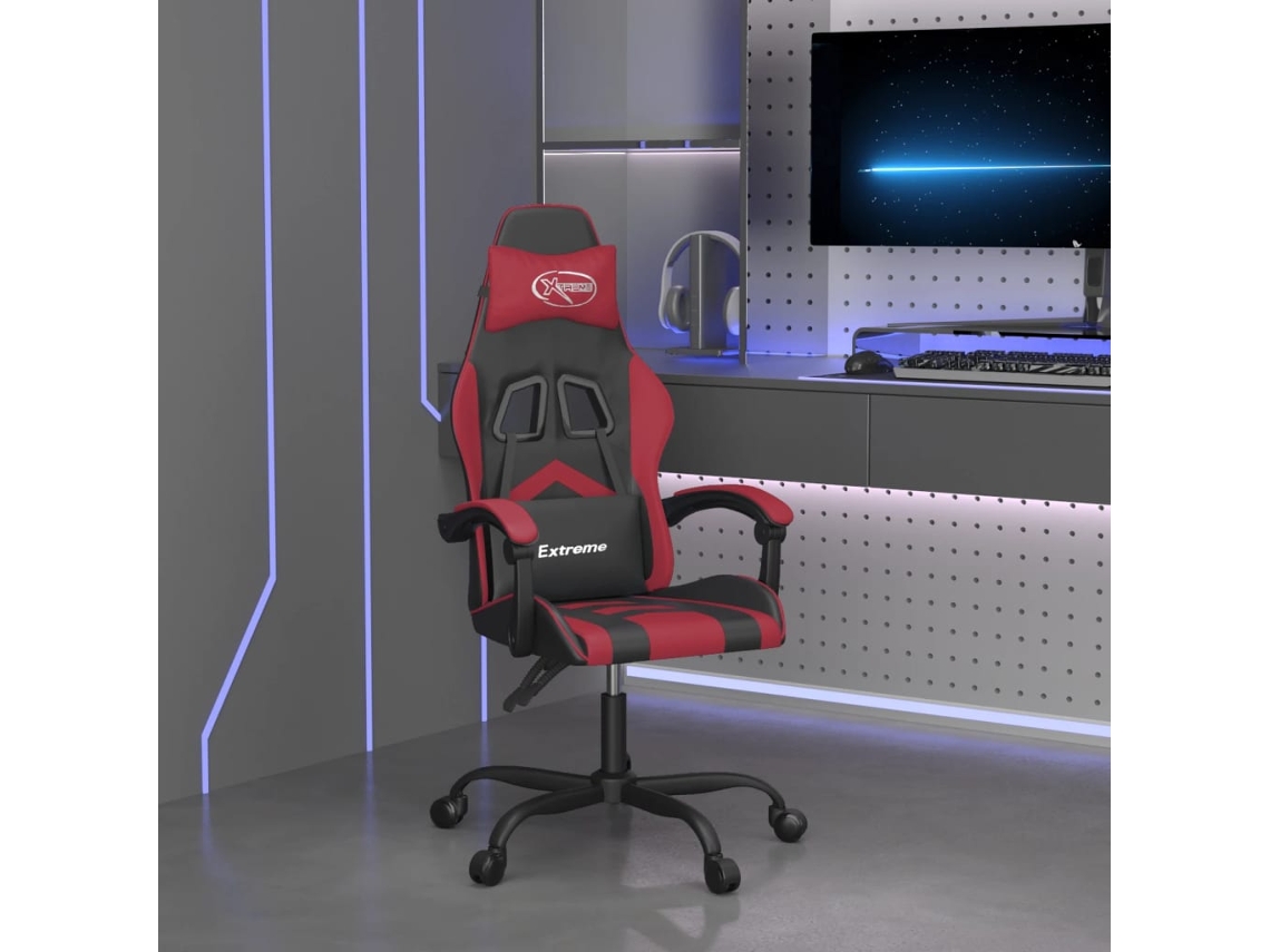 Vidaxl Cadeira Gaming Couro Artificial Preto E Vermelho Tinto