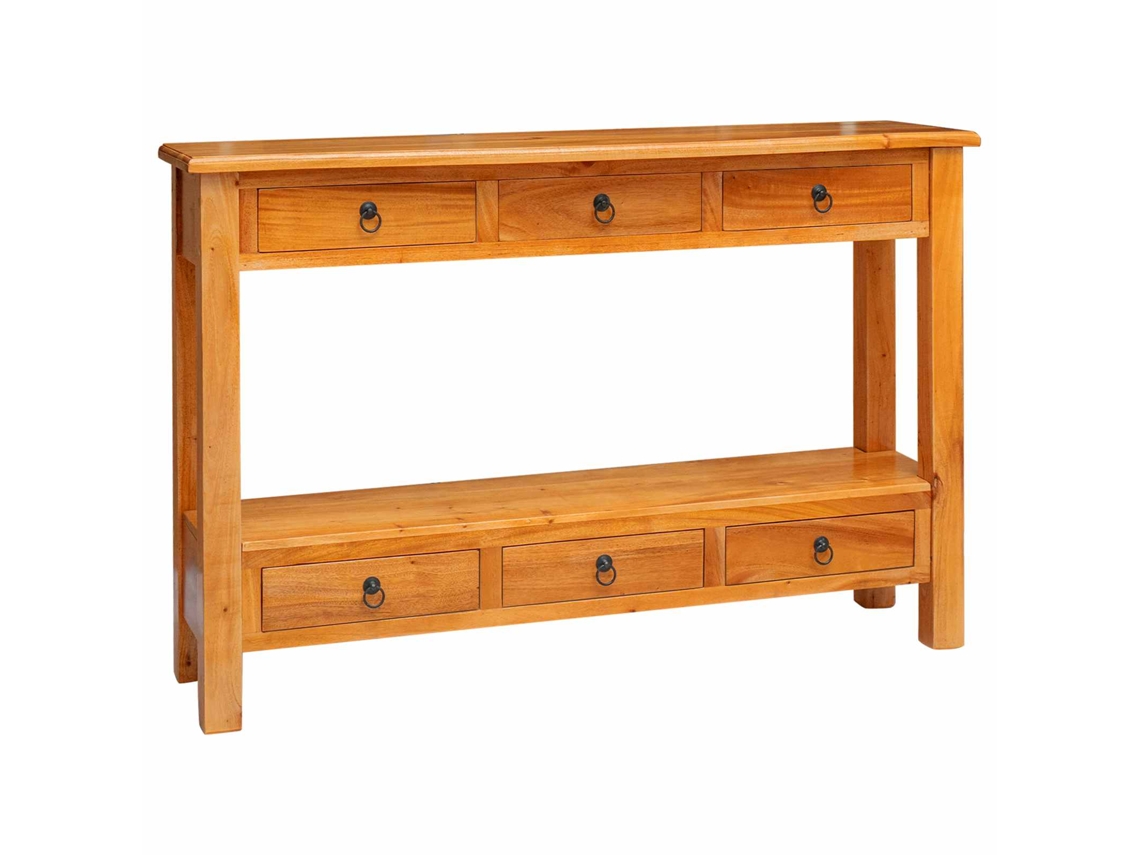 Conjunto 1 Mesa Console Rústica Vidaxl Castanho Madeira De Mogno Maciça (115 X 32 X 76 Cm)