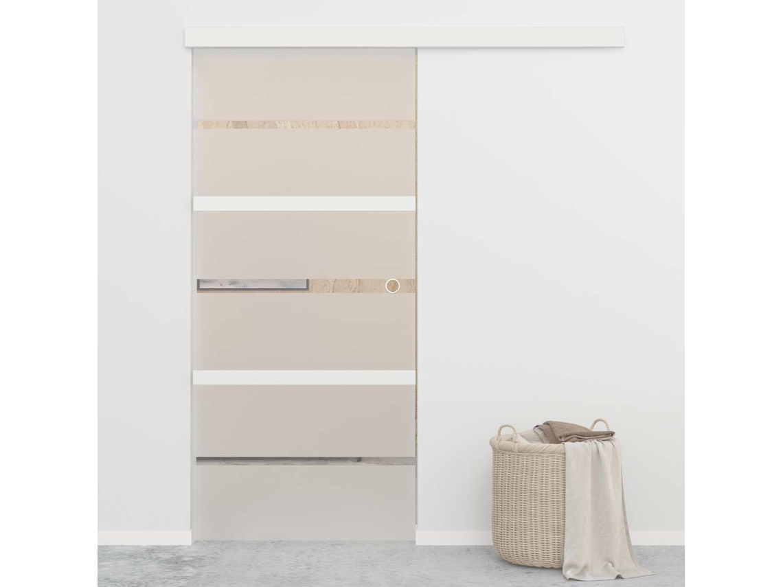Vidaxl Porta Deslizante Em Vidro Esg E Alumínio 90x205 Cm Prateado