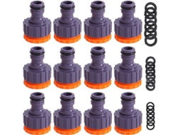 Adaptador De Torneira Para Mangueira De Jardim 3/4" 1/2" Bsp Plástico 2 Em 1 Com 12 Peças E 18 Anéis De Reposição