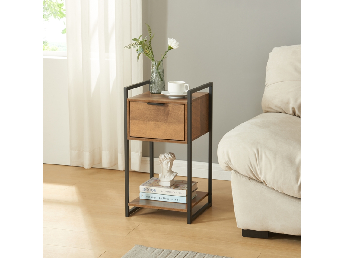 Mesa de Apoio Namsskogan com Gaveta 62X33X32Cm Efeito Nogueira [EN.CASA]