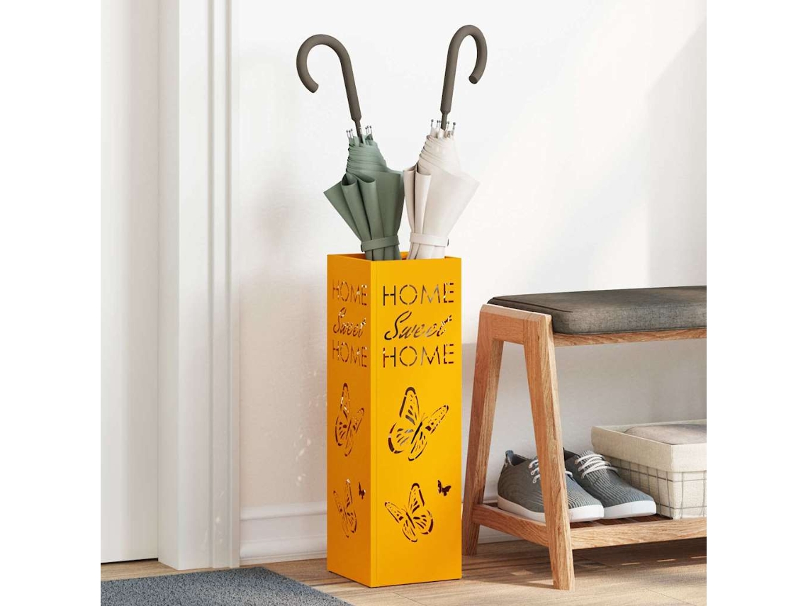 Vidaxl Suporte Para Guarda-chuva De Chuva Mostarda 15,5 X 15,5 X 49 Cm