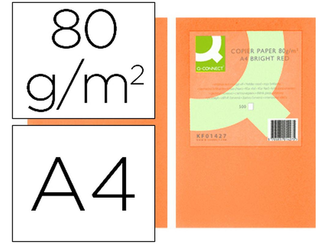 Papel de Cor Q Connect Din A4 0Gr Laranja Intenso Embalagem de 500 Folhas