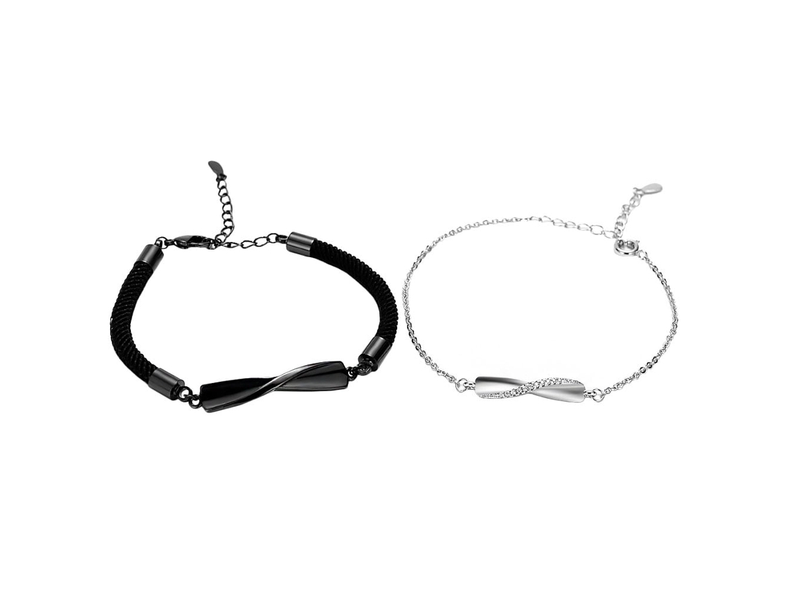 2 Pulseras Decorativas Para Parejas, Regalo De San Valentín (negro Y Blanco)