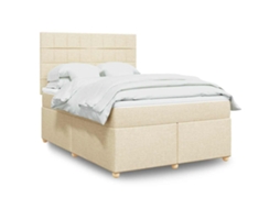 Vidaxl Cama Com Molas/colchão 140x190 Cm Tecido Cor Creme