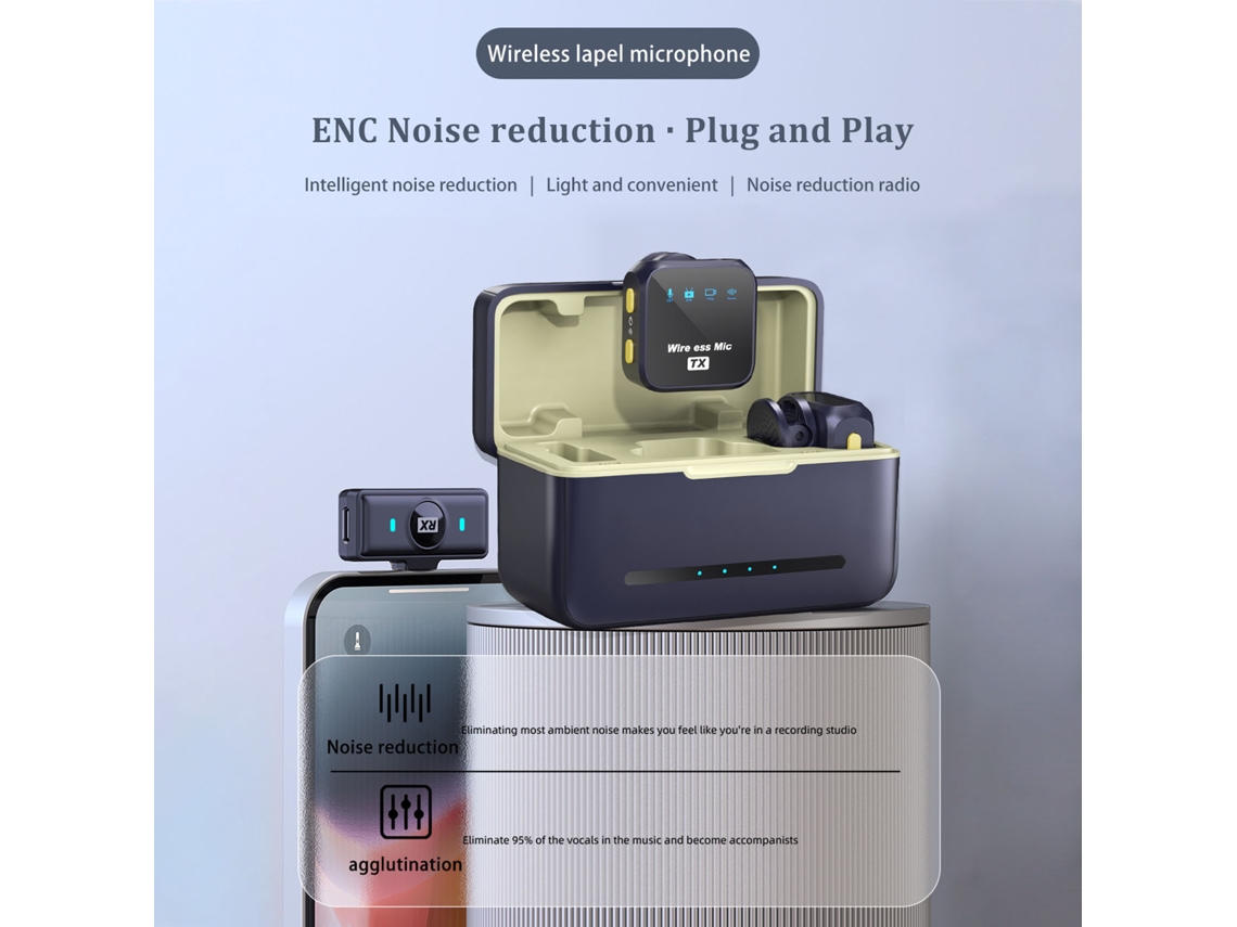 Micrófono Inalámbrico 2.4g One-trigger-two Clip Magnético Con Caja De Carga Para Smartphone Android Type-c Vlog Live Streaming