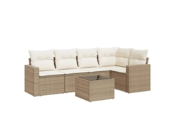 Maison Exclusive - 6 Pcs Conjunto De Sofás P/ Jardim Com Almofadões Vime Pe Bege