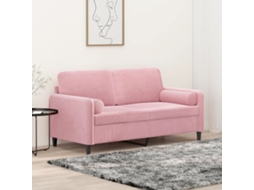 Sofá de Relaxamento 2 Lugares HARLANV1 (140x71x70,5 cm) com Almofadas Decorativas em Veludo Rosa
