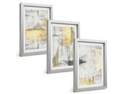 Galeria De Pinturas Muraispadrões Abstratos De Pintura Moderna Moldura Prateada Fotos Para O Escritório Espelharte (3 Peças 20x30 Cm)
