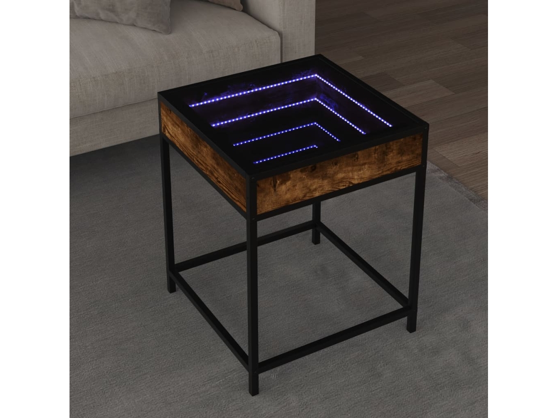 Vidaxl Mesa De Centro Luzes Led Infinity 40x40x51 Cm Carvalho Fumado