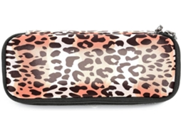 Estojo grande com estampa de leopardo, organizador Maquiagem, ideal para escola, mesa, adultos e crianças.