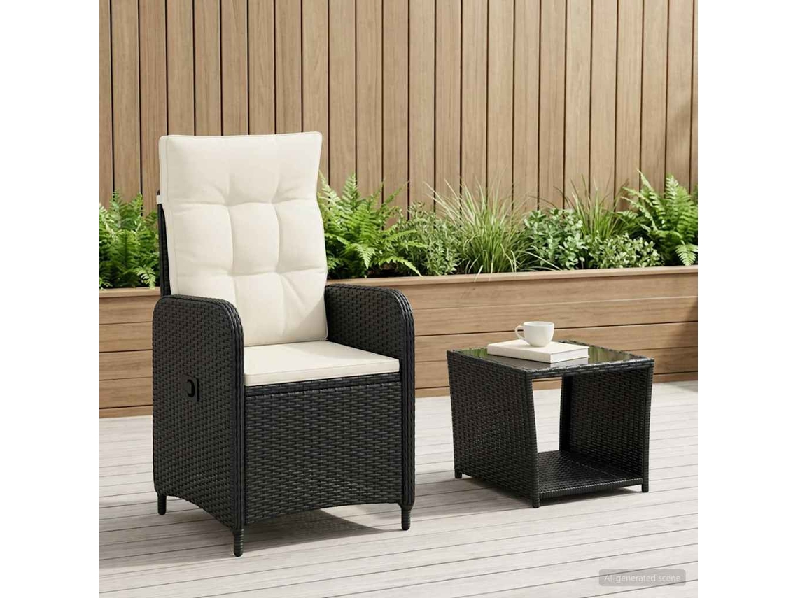 Vidaxl Conjunto De Lounge De Jardim 2 Unid. Preto E Branco Creme