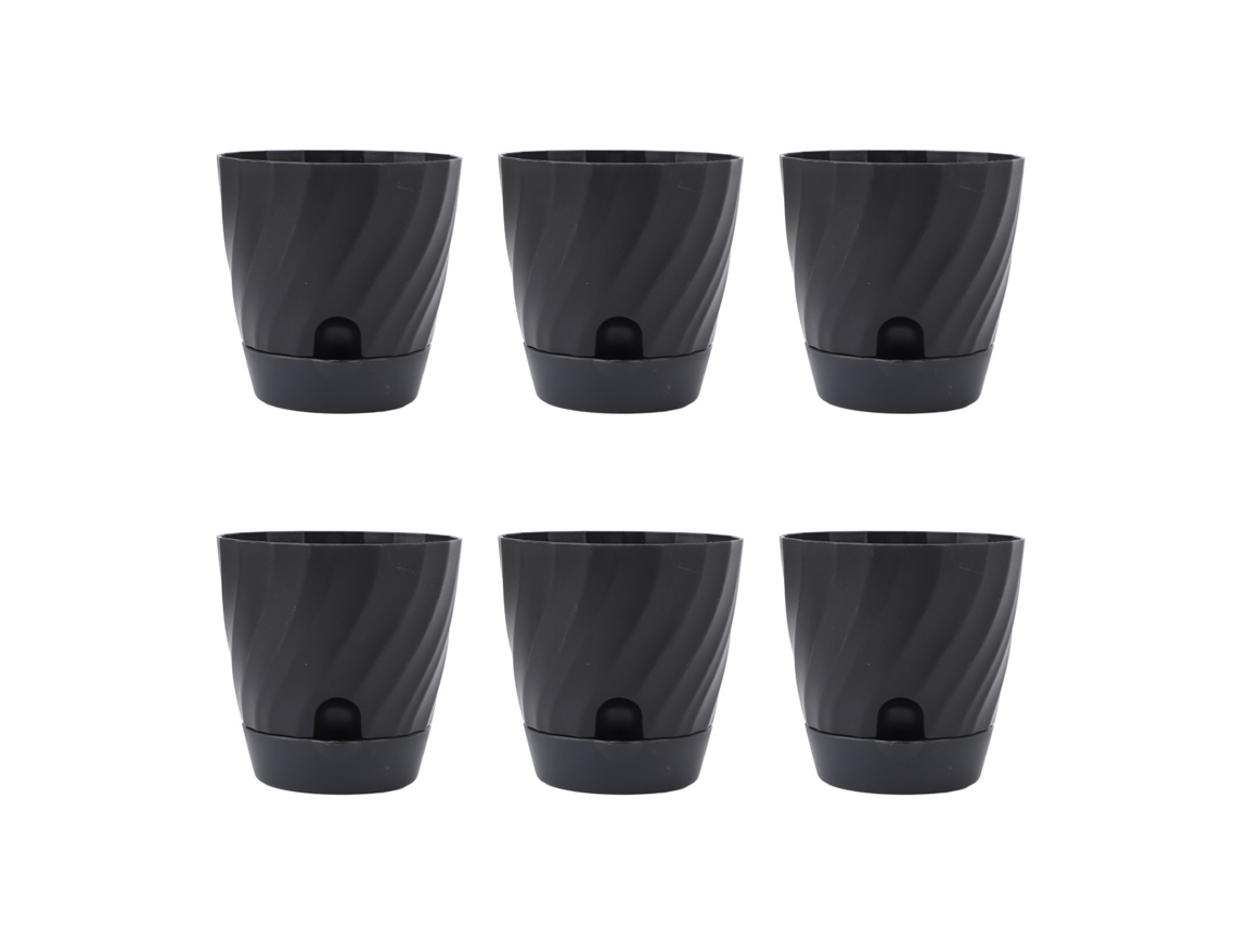 Vasos de Plástico Primerox para plantas jardim varanda leve durável decoração preto S/MARCA