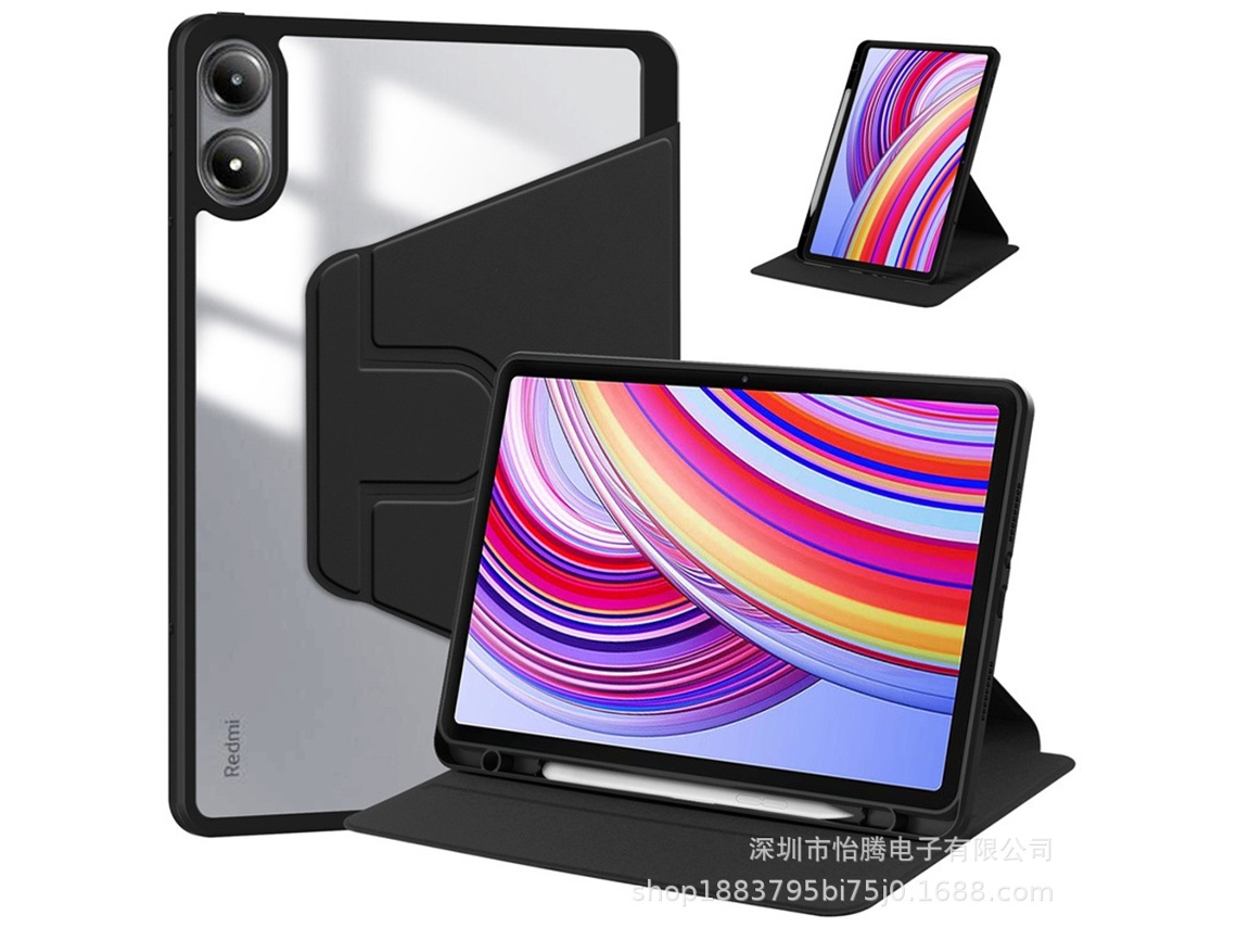 Capa Protetora Para Tablet Para Xiaomi Pad 6 S Pro 12,4 Polegadas, Acrílico Rotativa Preto - Elysve