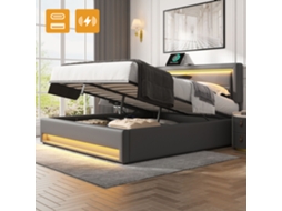 Cama 140x190 Usb Wireless Led Pu Cinza