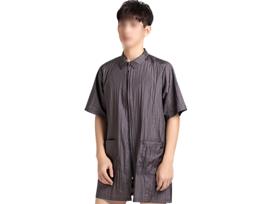 Uniforme Cabeleireiro Impermeável Manga Curta Com Gola Dupla.
