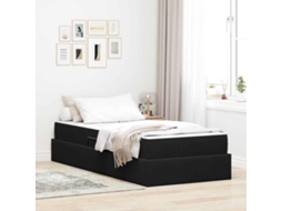 Vidaxl Cama com Arrumação e Colchão Preto 100 X 200 Cm Veludo