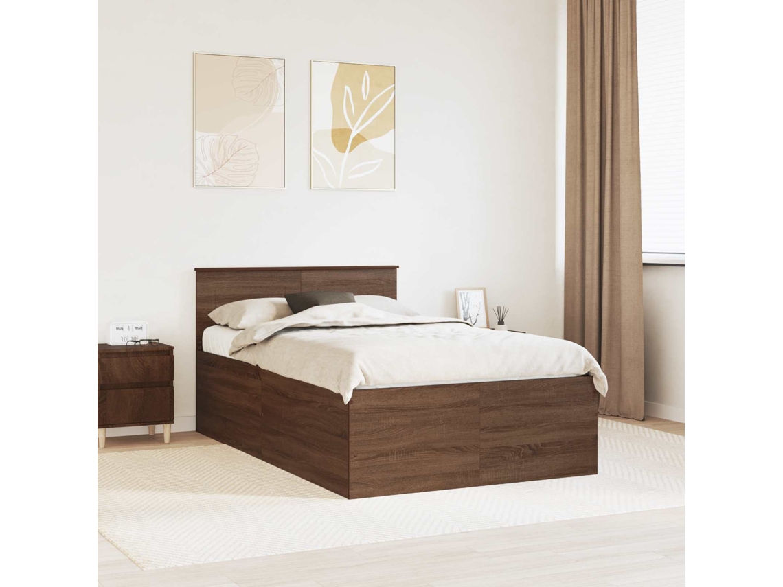 Vidaxl Estrutura Da Cama Com Cabeceira Carvalho Marrom 135 X 190 Cm