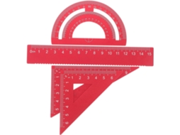 Conjunto De 4 Réguas Metal Vermelho Sherchpry, Incluindo Transferidor