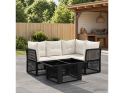 Vidaxl Conjunto De Sofá De Jardim 5 Unid. Preto Vime Pe