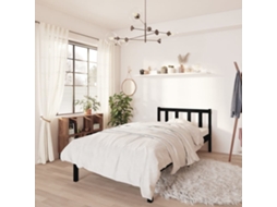Estrutura De Cama Pequena Solteiro 75x190 Cm Pinho Maciço Preto