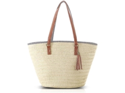 Bolsas Femininas AQUAFORGE de Verão para Praia, Grandes de Palha com Franjas, Viagens, Férias e Compras