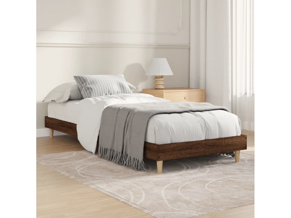 Vidaxl Estrutura Cama S/ Colchão Derivados Madeira Carvalho Castanho