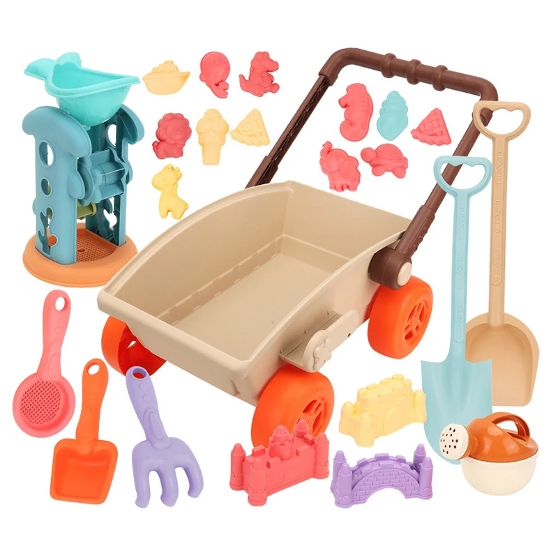 Carrinho De Bebê Para Brincar Na Praia, Conjunto De Brinquedos Para Jardim E Atividades Ao Ar Livre.