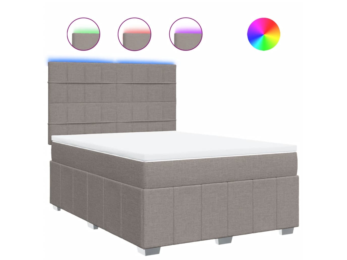 Box Spring Bed, Box Spring Beds Vidaxl Cinzento-acastanhado Tecido (140 X 190 Cm)