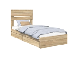 Cama com Armazenamento com Gaveta Carvalho Sonoma 100x200 cm MAISON EXCLUSIVE
