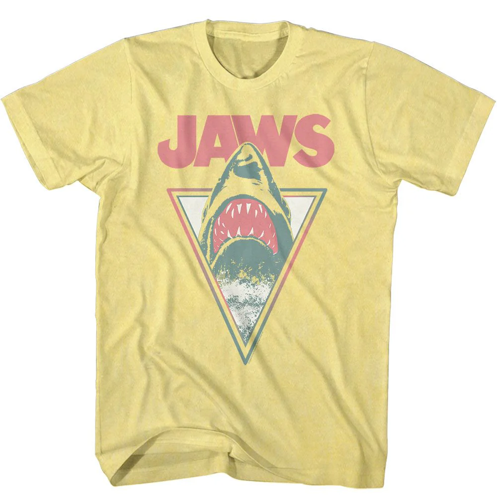 Unisex Adult T-shirt Rockinstone Jaws Movie Neon Jaws Heather Yellow Sizexxl