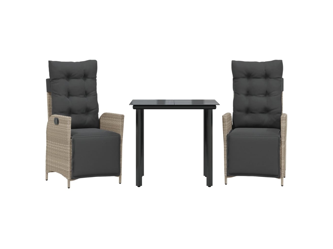 Conjunto Jantar 3 Peças para Jardim com Almofadões Cinzento Claro MAISON EXCLUSIVE (3 peças)