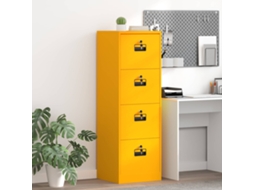 Vidaxl Armário De Arquivo Amarelo Mostarda 45,5 X 42 X 139 Cm